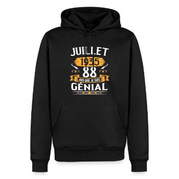 Juillet 1935 88 Ans Que Je Suis Génial Cadeau - Sweat à capuche Premium bio Homme - noir - Devant - Nico (187cm)