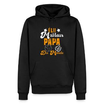 Élu Meilleur Papa Du Monde Fête Des Pères - Sweat à capuche Premium bio Homme - noir - Devant - Nico (187cm)