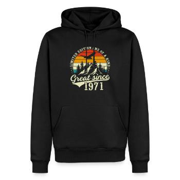 Einzigartig seit 1971 - Männer Premium Bio Hoodie - Schwarz - Vorne - Nico (187cm)