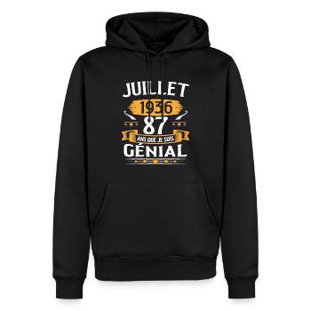 Juillet 1936 87 Ans Que Je Suis Génial Cadeau - Sweat à capuche Premium bio Homme - noir - Devant - Nico (187cm)
