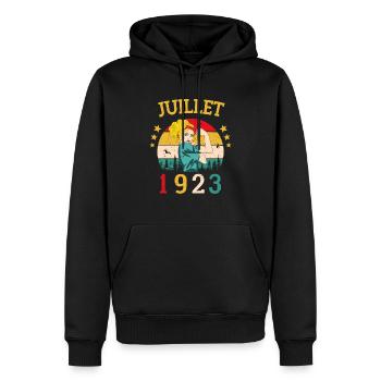 Juillet 1923 Anniversaire Vintage Happy Birthday - Sweat à capuche Premium bio Homme - noir - Devant - Nico (187cm)