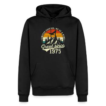 Einzigartig seit 1975 - Männer Premium Bio Hoodie - Schwarz - Vorne - Nico (187cm)