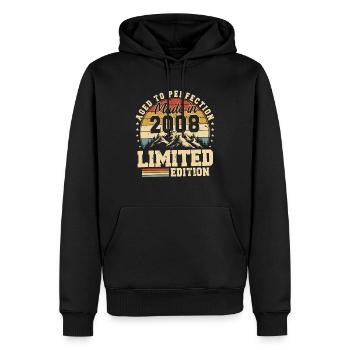 Einzigartig seiner Art seit 2008 - Männer Premium Bio Hoodie - Schwarz - Vorne - Nico (187cm)