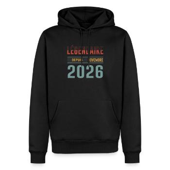 Légendaire Depuis Novembre 2026 Anniversaire - Sweat à capuche Premium bio Homme - noir - Devant - Nico (187cm)