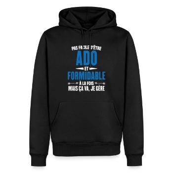 Pas Facile d'Être Ado Et Formidable À La Fois - Sweat à capuche Premium bio Homme - noir - Devant - Nico (187cm)