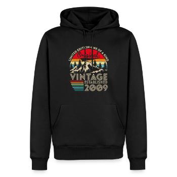Original vintage established in 2009 anniversary - Men’s Premium Organic Hoodie - black - Front - Nico (187cm)