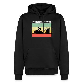 Jet Ski + Bière = Journée parfaite - Sweat à capuche Premium bio Homme - noir - Devant - Nico (187cm)