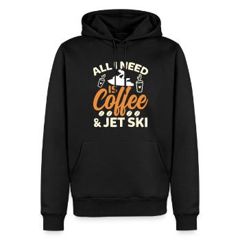 Alles Was Ich Brauche Ist Kaffee Und Jetski - Männer Premium Bio Hoodie - Schwarz - Vorne - Nico (187cm)