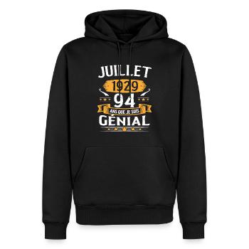 Juillet 1929 94 Ans Que Je Suis Génial Cadeau - Sweat à capuche Premium bio Homme - noir - Devant - Nico (187cm)