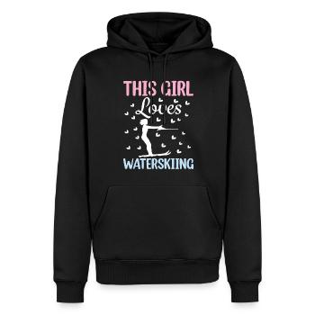 This girl loves water skiing water ski lovers - Men’s Premium Organic Hoodie - black - Front - Nico (187cm)