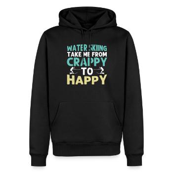 Water skiing takes me from crappy to happy - Men’s Premium Organic Hoodie - black - Front - Nico (187cm)