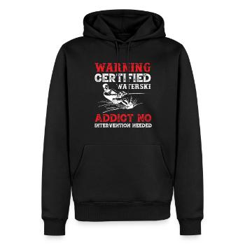 Warning Certified Water Ski Addict - Men’s Premium Organic Hoodie - black - Front - Nico (187cm)