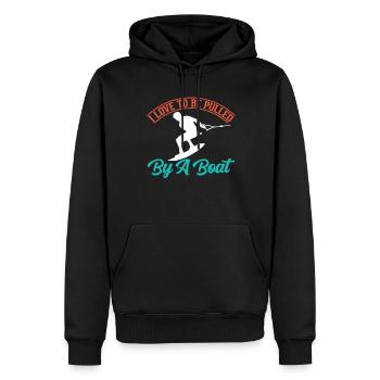 Ich Liebe Es Von Einem Boot Gezogen Zu Werden - Männer Premium Bio Hoodie - Schwarz - Vorne - Nico (187cm)