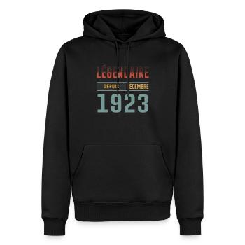Légendaire Depuis Décembre 1923 Anniversaire - Sweat à capuche Premium bio Homme - noir - Devant - Nico (187cm)