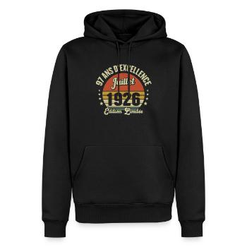 Juillet 1926 97 Ans Anniversaire Vintage Cadeau - Sweat à capuche Premium bio Homme - noir - Devant - Nico (187cm)