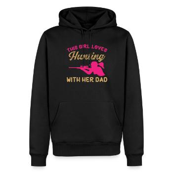 Cette fille adore chasser avec son père - Sweat à capuche Premium bio Homme - noir - Devant - Nico (187cm)