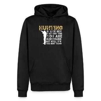 Jagen Ist Wie Sex Beim Ersten Mal Ist Man Nervös - Männer Premium Bio Hoodie - Schwarz - Vorne - Nico (187cm)