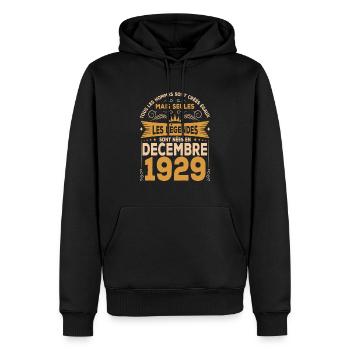 Die Legenden wurden im Dezember 1929 geboren - Männer Premium Bio Hoodie - Schwarz - Vorne - Nico (187cm)
