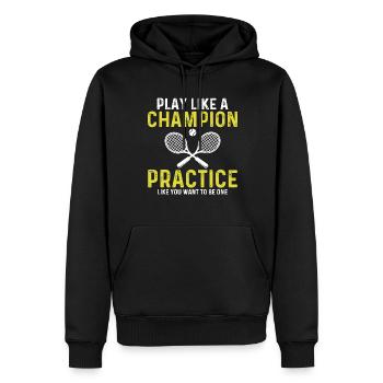 Play like a champion as you want to be - Men’s Premium Organic Hoodie - black - Front - Nico (187cm)