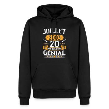 Juillet 2003 20 Ans Que Je Suis Génial Cadeau - Sweat à capuche Premium bio Homme - noir - Devant - Nico (187cm)