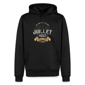 July 1992 31 Years Anniversary Vintage Gift - Men’s Premium Organic Hoodie - black - Front - Nico (187cm)