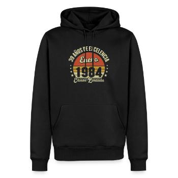 January 1984 Vintage gift of 39 years - Men’s Premium Organic Hoodie - black - Front - Nico (187cm)