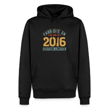 Fabriqué En Décembre 2016 Édition Limitée - Sweat à capuche Premium bio Homme - noir - Devant - Nico (187cm)