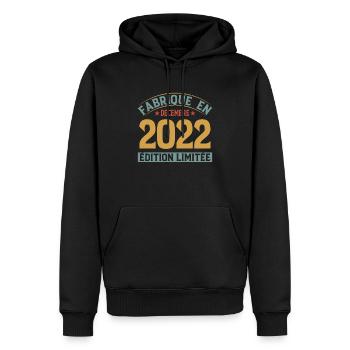 Fabriqué En Décembre 2022 Édition Limitée - Sweat à capuche Premium bio Homme - noir - Devant - Nico (187cm)