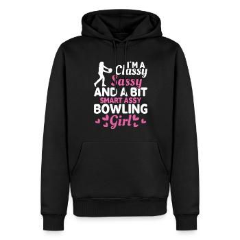 Je suis une élégante fille de bowling effrontée - Sweat à capuche Premium bio Homme - noir - Devant - Nico (187cm)