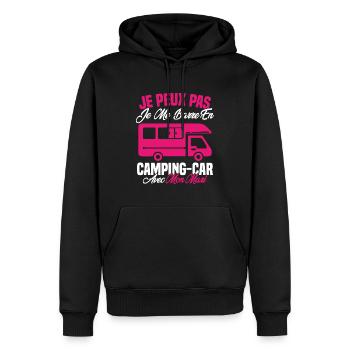 J'peux pas j'me barre en camping car avec mon mari - Sweat à capuche Premium bio Homme - noir - Devant - Nico (187cm)
