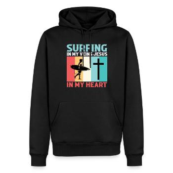 Surfen In Meinen Adern Jesus In Meinem Herzen Surf - Männer Premium Bio Hoodie - Schwarz - Vorne - Nico (187cm)