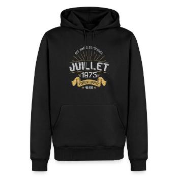 Juillet 1975 48 Ans Anniversaire Vintage Cadeau - Sweat à capuche Premium bio Homme - noir - Devant - Nico (187cm)