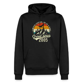 Einzigartig seiner Art seit 2005 - Männer Premium Bio Hoodie - Schwarz - Vorne - Nico (187cm)
