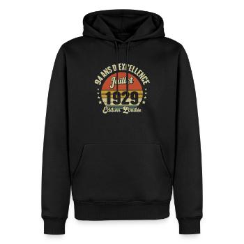 Juillet 1929 94 Ans Anniversaire Vintage Cadeau - Sweat à capuche Premium bio Homme - noir - Devant - Nico (187cm)