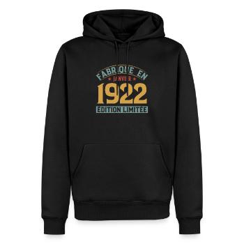 Fabriqué En Janvier 1922 Édition Limitée - Sweat à capuche Premium bio Homme - noir - Devant - Nico (187cm)