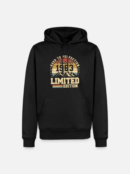 Einzigartig seit 1963 - Männer Premium Bio Hoodie - Schwarz