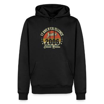 Juillet 2006 17 Ans Anniversaire Vintage Cadeau - Sweat à capuche Premium bio Homme - noir - Devant - Nico (187cm)