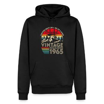 Original Vintage Établi En 1965 Anniversaire - Sweat à capuche Premium bio Homme - noir - Devant - Nico (187cm)
