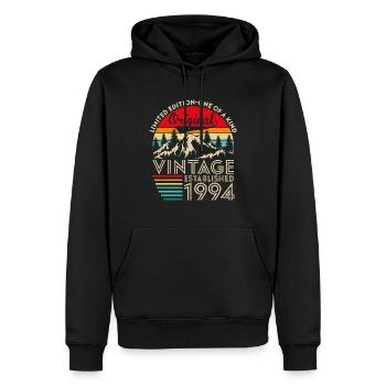 Original Vintage Établi En 1994 Anniversaire - Sweat à capuche Premium bio Homme - noir - Devant - Nico (187cm)
