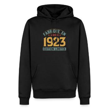 Fabriqué En Janvier 1923 Édition Limitée - Sweat à capuche Premium bio Homme - noir - Devant - Nico (187cm)