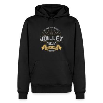 Juillet 1937 86 Ans Anniversaire Vintage Cadeau - Sweat à capuche Premium bio Homme - noir - Devant - Nico (187cm)