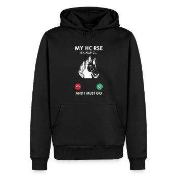 Mon cheval appelle et je dois y aller - Cheval - Sweat à capuche Premium bio Homme - noir - Devant - Nico (187cm)