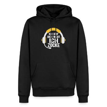 Ich Hör Dich Nicht Ich Zocke - Männer Premium Bio Hoodie - Schwarz - Vorne - Nico (187cm)