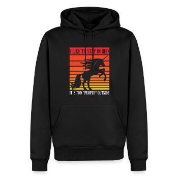 Ich Bleibe Gerne Im Bett Es Ist Zu Viele Menschen - Männer Premium Bio Hoodie - Schwarz - Vorne - Nico (187cm)