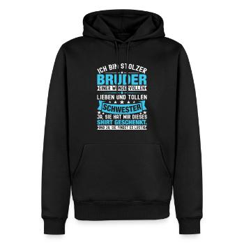 Ich Bin Stolzer Bruder Einer Wonderful Schwester - Männer Premium Bio Hoodie - Schwarz - Vorne - Nico (187cm)