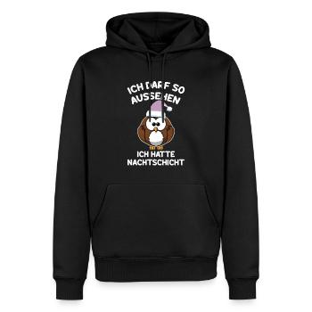 Ich Darf So Aussehen Ich Hatte Nachtschicht - Männer Premium Bio Hoodie - Schwarz - Vorne - Nico (187cm)