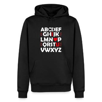 Saint Valentin Cadeau Copine Copain Février - Sweat à capuche Premium bio Homme - noir - Devant - Nico (187cm)