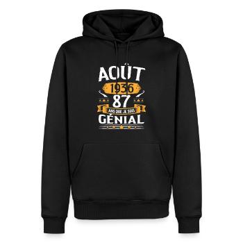 Août 1936 87 Ans Que Je Suis Génial Cadeau - Sweat à capuche Premium bio Homme - noir - Devant - Nico (187cm)