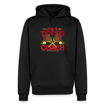 Entraineur Tennis Cadeau coach Tennis Le Meilleur - Sweat à capuche Premium bio Homme - noir - Devant - Nico (187cm)
