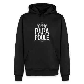 Fête des pères, Papa Poule en or cadeau pour papa - Sweat à capuche Premium bio Homme - noir - Devant - Nico (187cm)